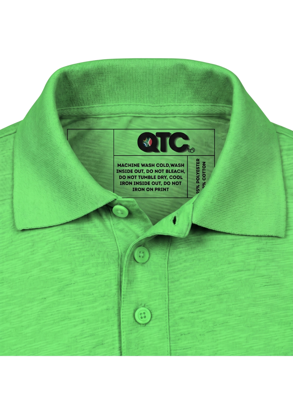 Green polo shirt with OTC label on a white background