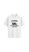 Quiet Tee Club white 100% combed cotton unisex t-shirt with "Get In Loser, We're Going Looking For My Ball" graphic.