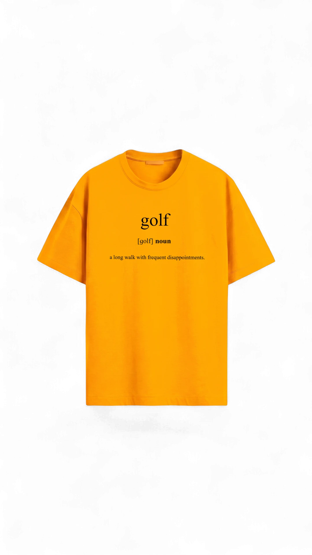 Quiet Tee Club yellow 100% combed cotton t-shirt with "golf" definition graphic print.